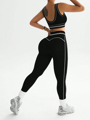 Conjunto Top Suporte Alto E Legging Compressão Estilizada