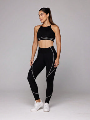 Conjunto Top Costas Nadador E Legging Cintura Alta