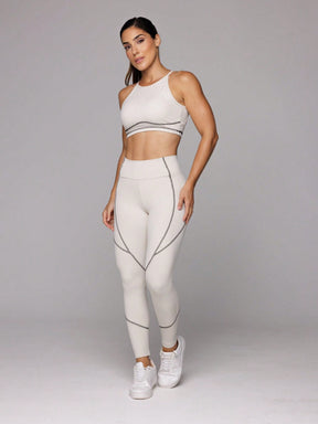 Conjunto Top Costas Nadador E Legging Cintura Alta