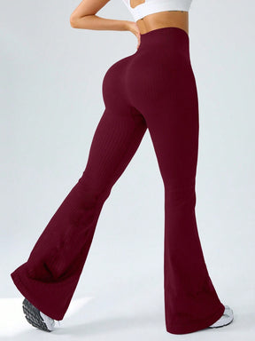 Legging Fitness Canelada Cintura Alta Com Barra Flare