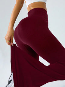 Legging Fitness Canelada Cintura Alta Com Barra Flare