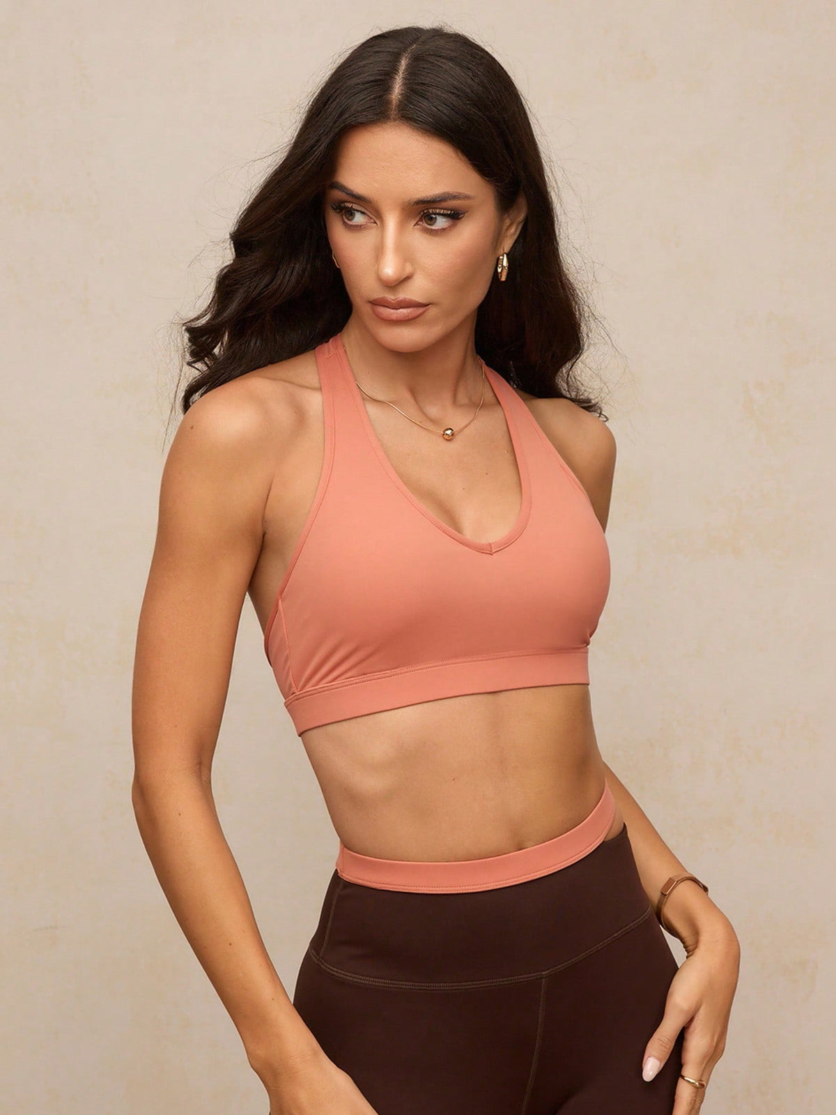 Top Decote V Média Sustentação Com Alça Central