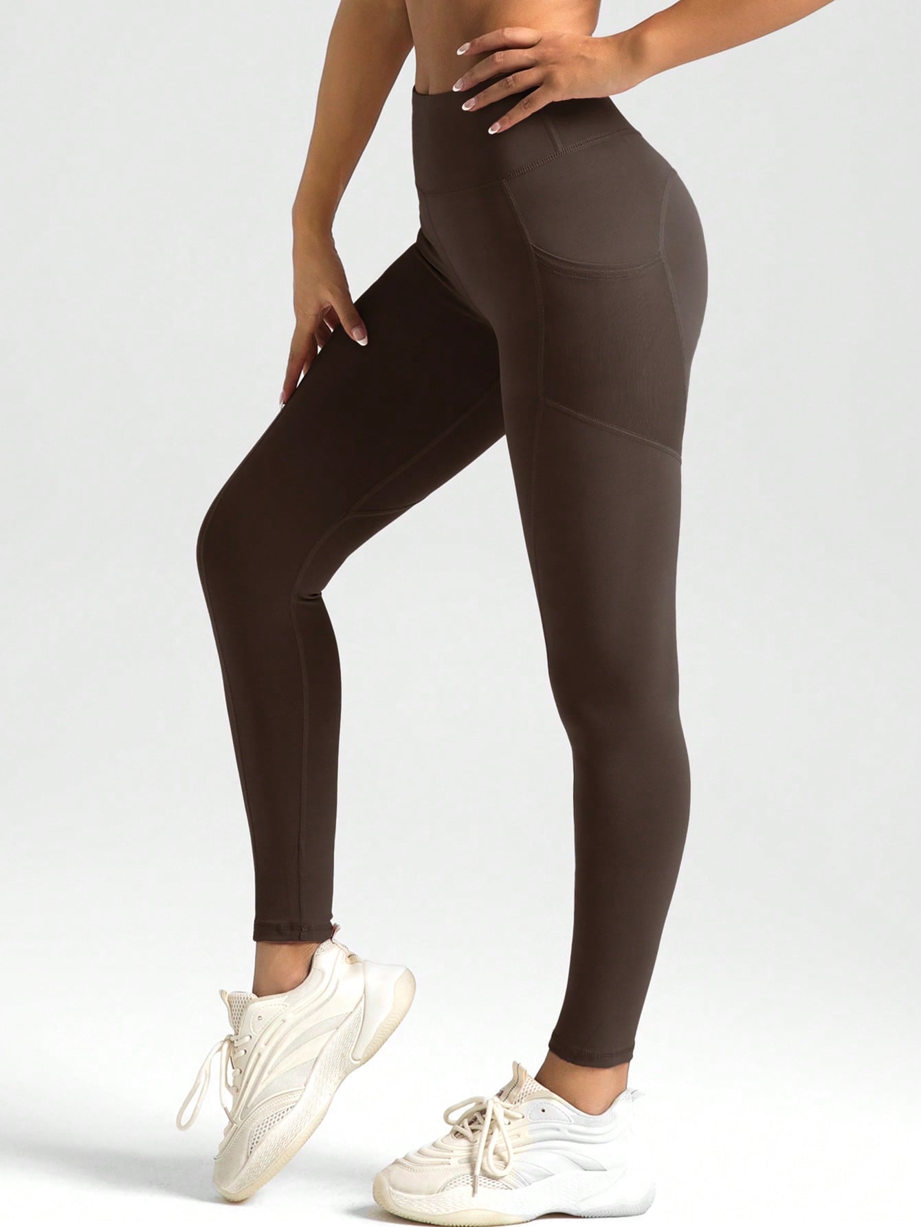 Legging Fitness Cintura Alta Com Bolsos Laterais Mesh