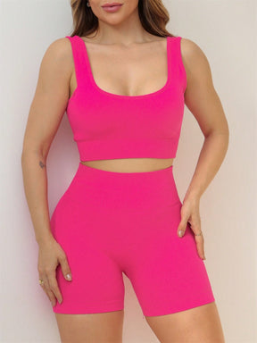 Conjunto Top Canelado E Short Cintura Alta Modelador