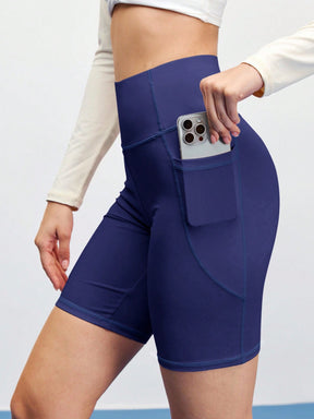 Short Cintura Alta Com Bolsos Funcionais Estilo Fitness