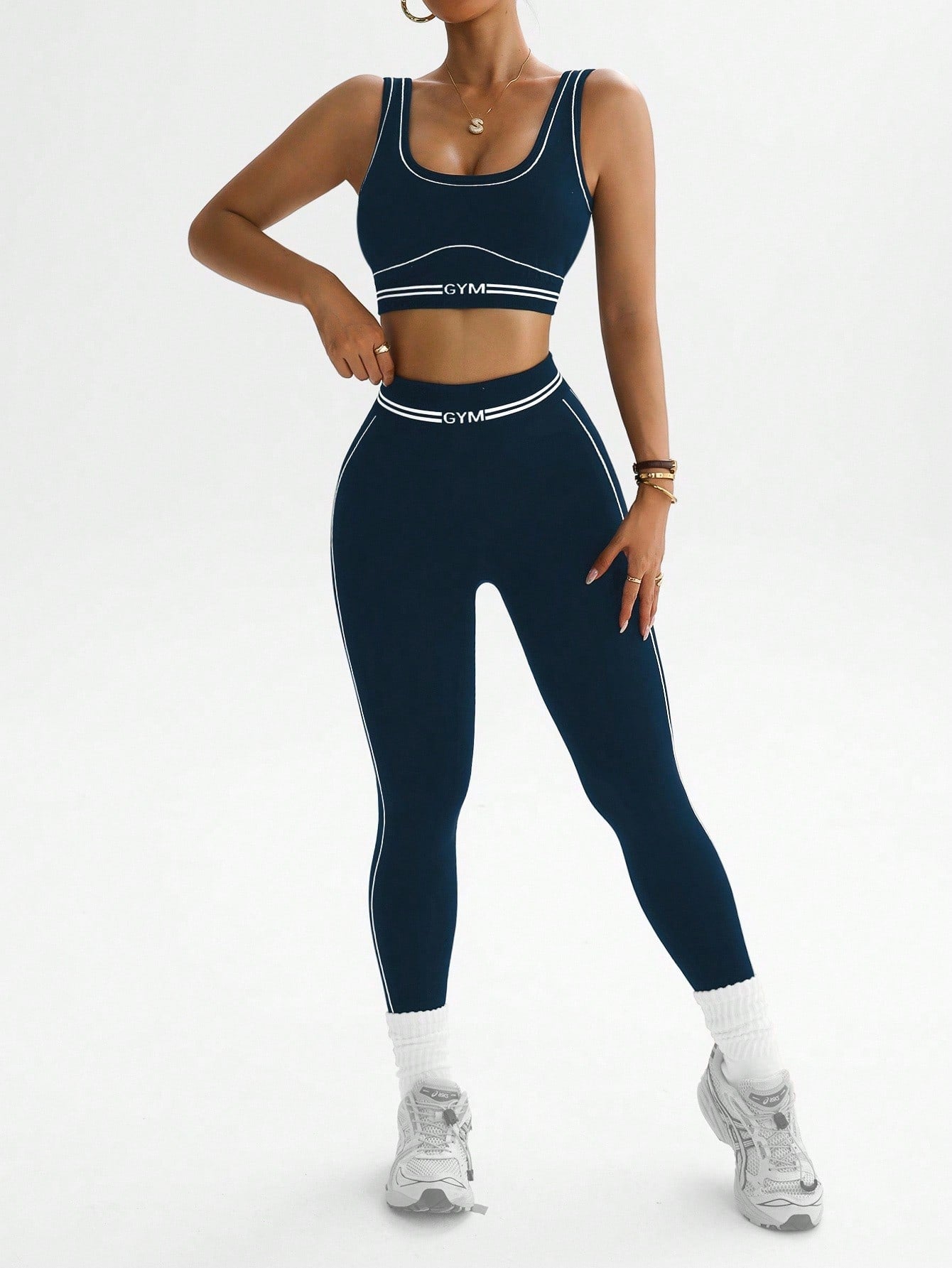 Conjunto Top Suporte Alto E Legging Compressão Estilizada