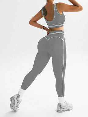 Conjunto Top Suporte Alto E Legging Compressão Estilizada