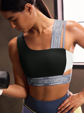 Top One Shoulder Média Sustentação Com Alça Estampada