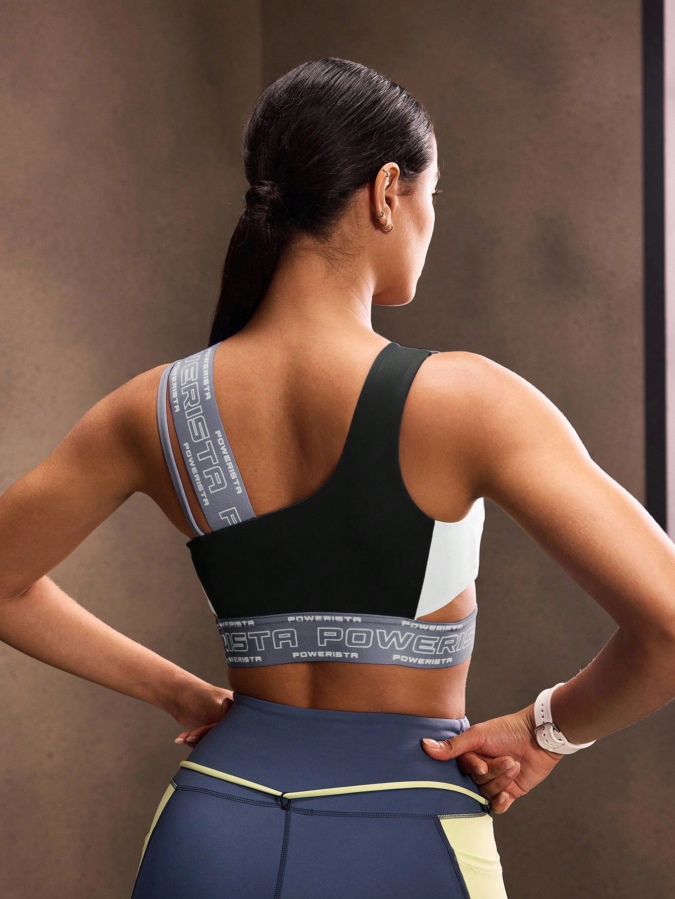 Top One Shoulder Média Sustentação Com Alça Estampada