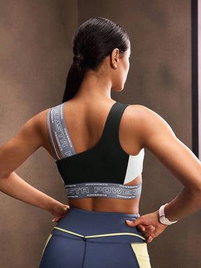 Top One Shoulder Média Sustentação Com Alça Estampada