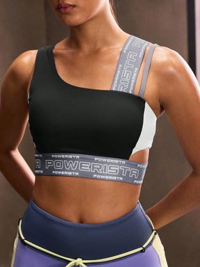 Top One Shoulder Média Sustentação Com Alça Estampada