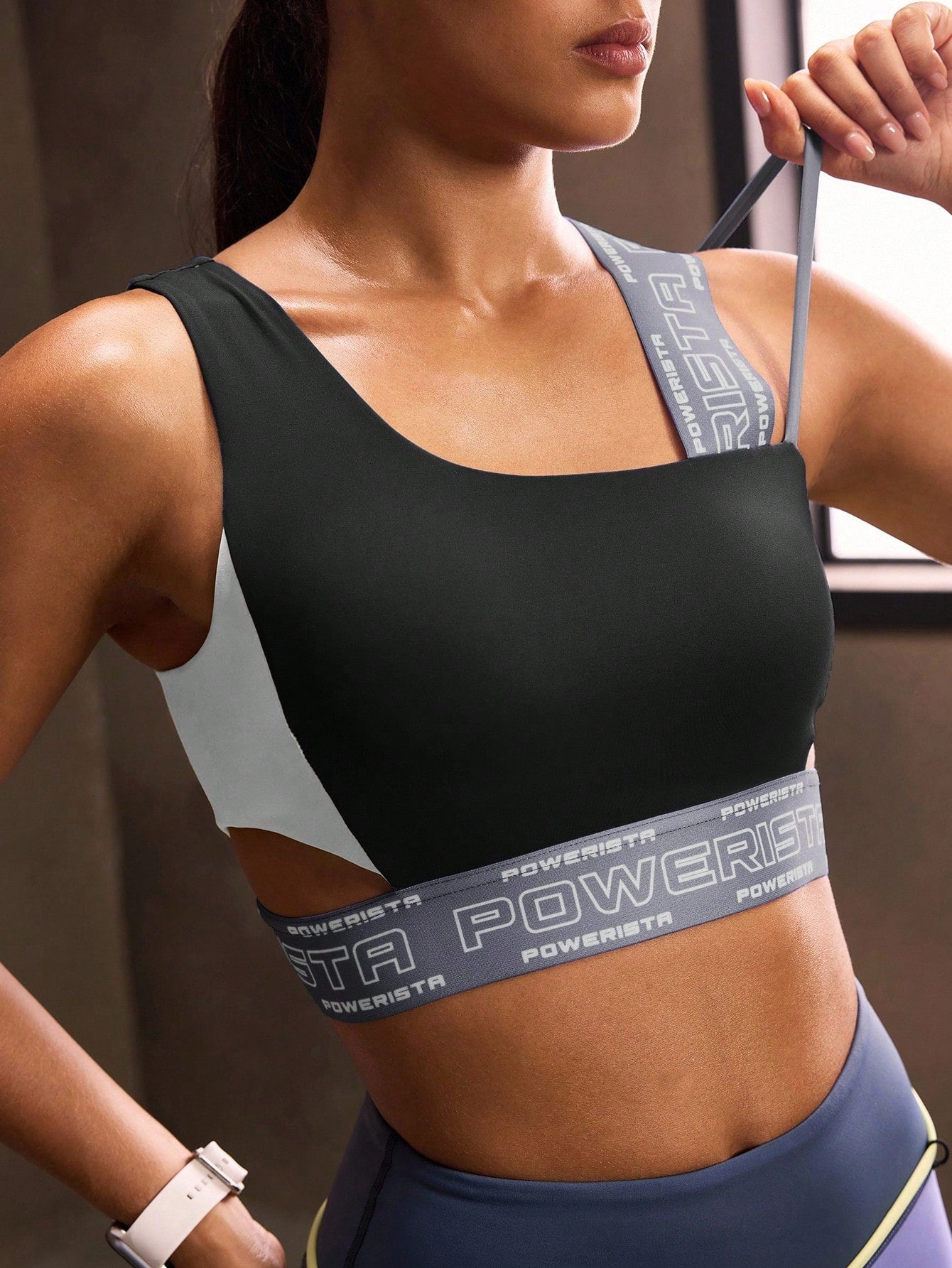 Top One Shoulder Média Sustentação Com Alça Estampada