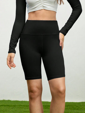 Short Cintura Alta Com Bolso Lateral Estilo Treino