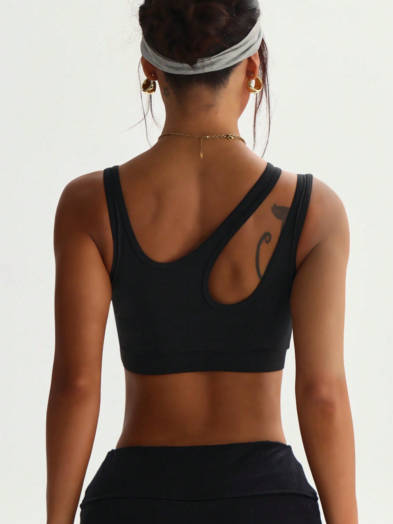 Top One Shoulder Média Sustentação Com Recorte Lateral