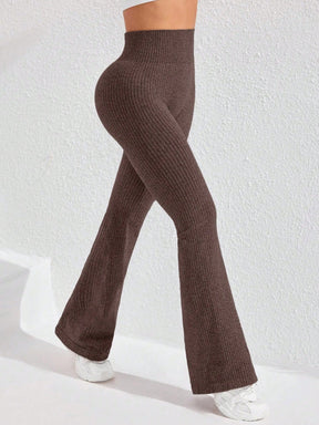 Legging Fitness Canelada Cintura Alta Com Barra Flare