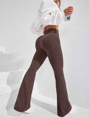 Legging Fitness Canelada Cintura Alta Com Barra Flare