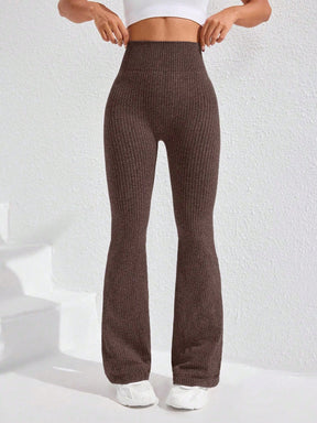 Legging Fitness Canelada Cintura Alta Com Barra Flare