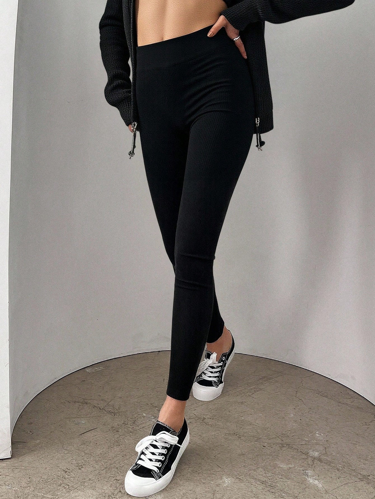 Legging Fitness Cintura Alta Malha Canelada