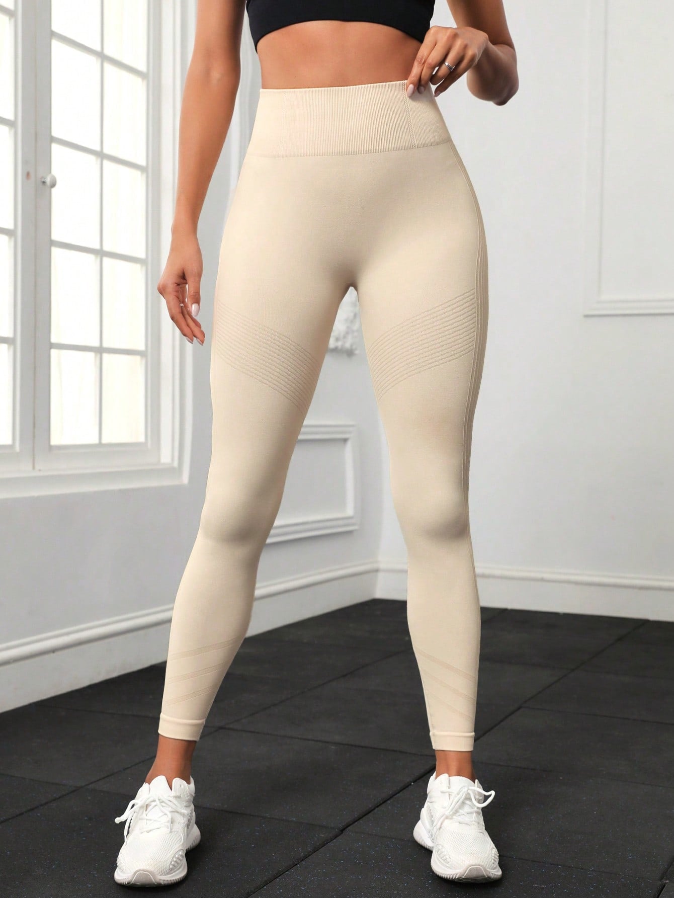 Legging Sem Costura Compressão Canelada Fitness