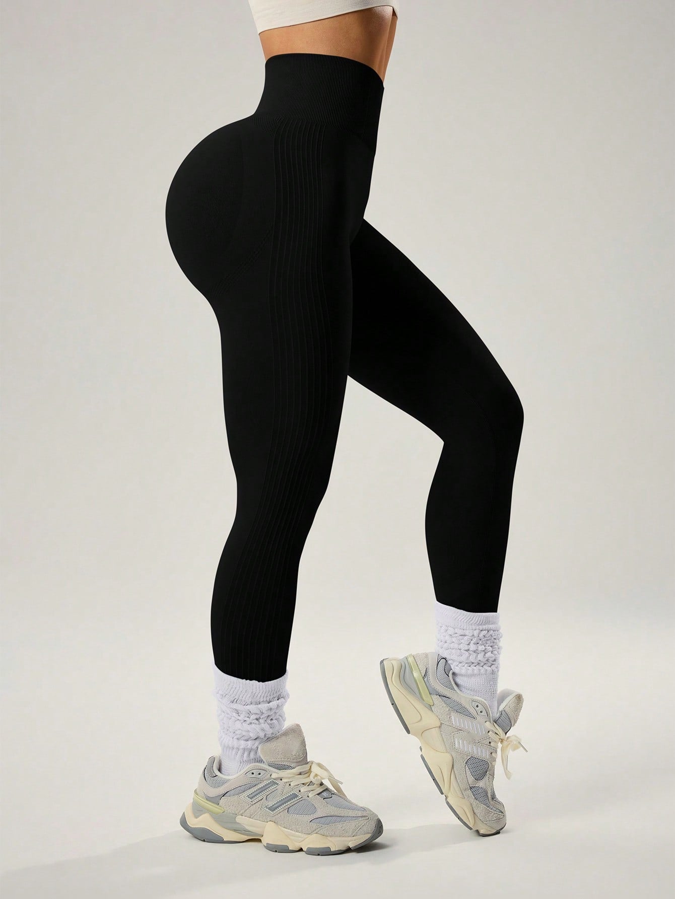 Legging Sem Costura Compressão Canelada Fitness