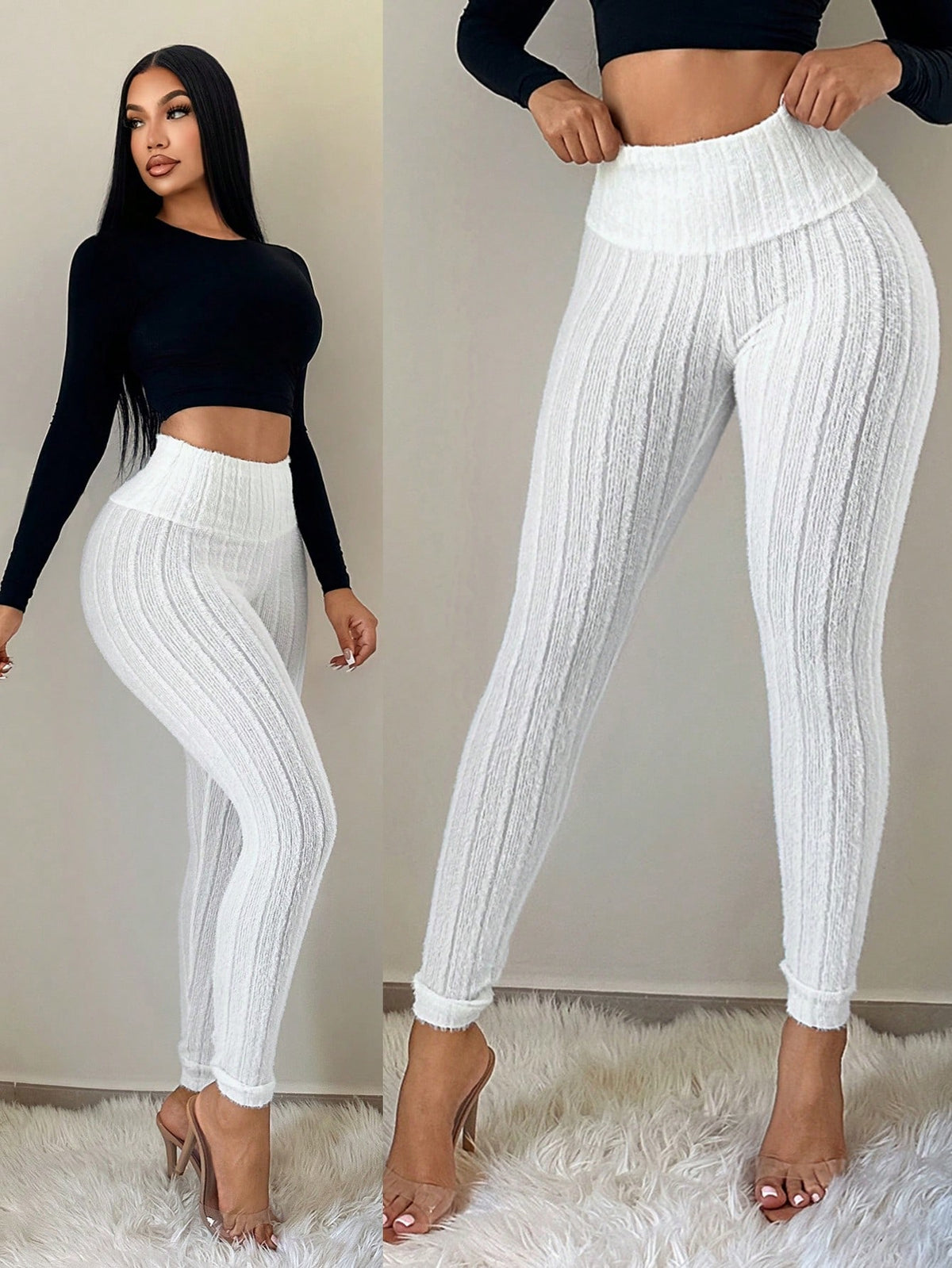 Legging Fitness Cintura Alta Canelada De Toque Macio