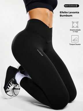 Legging Sem Costura Cintura Alta Com Cós V Modeladora