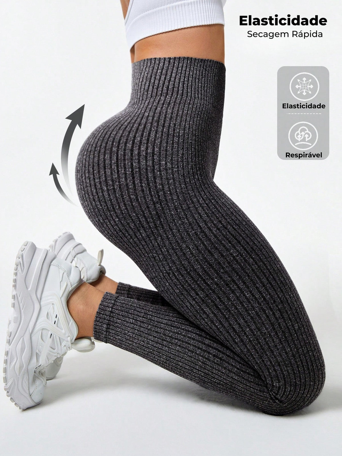 Legging Sem Costura Cintura Alta Respirável Fitness