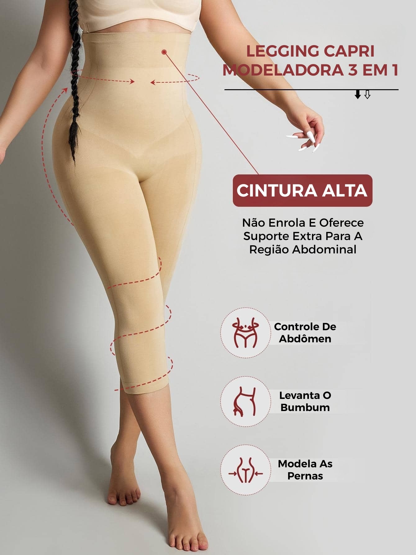 Legging Capri Shapewear Cintura Alta Modeladora
