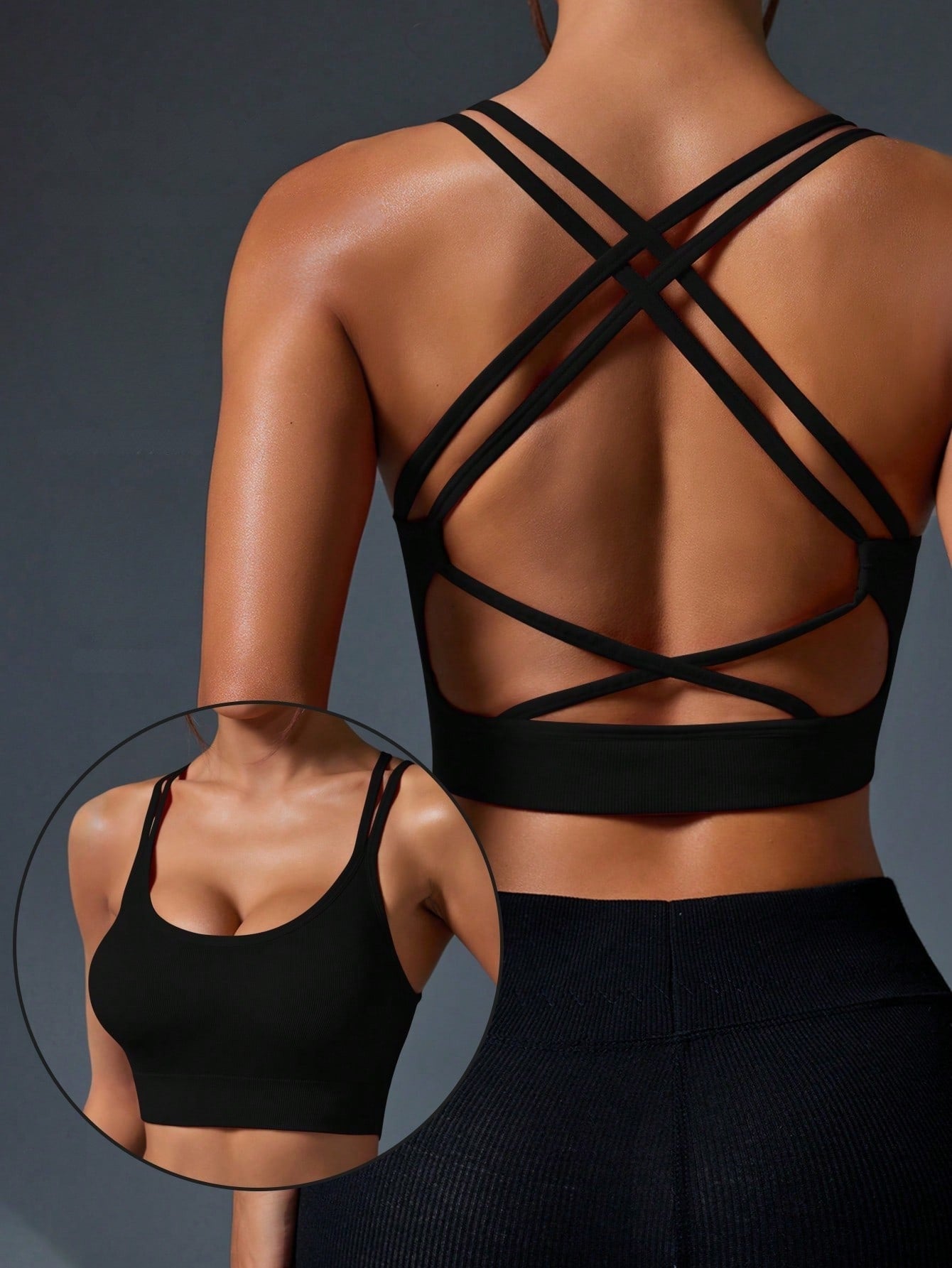 Top Fitness Com Sustentação Média E Alças Cruzadas