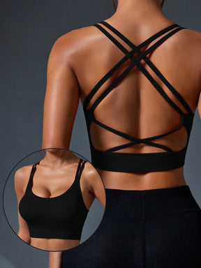 Top Fitness Com Sustentação Média E Alças Cruzadas