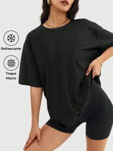 Camisa Fitness Oversized Tecido Leve Estilo Minimalista
