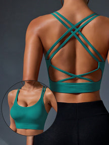 Top Fitness Com Sustentação Média E Alças Cruzadas