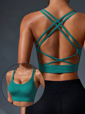 Top Fitness Com Sustentação Média E Alças Cruzadas