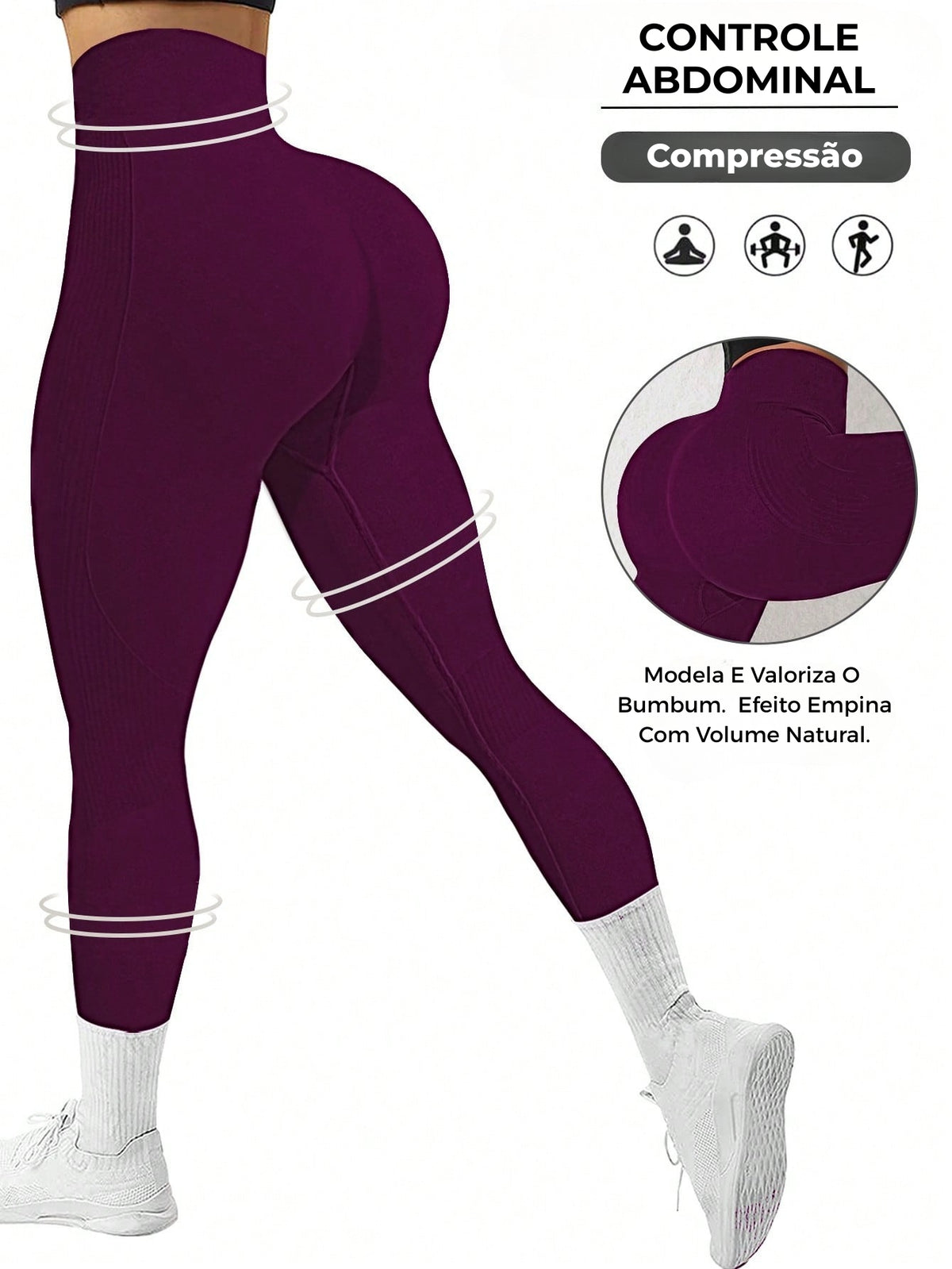 Legging Sem Costura Cintura Alta Compressão Fitness