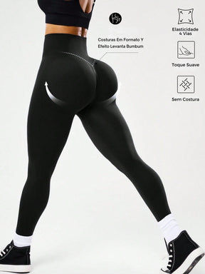 Legging Sem Costura Cintura Alta Com Cós V Modeladora