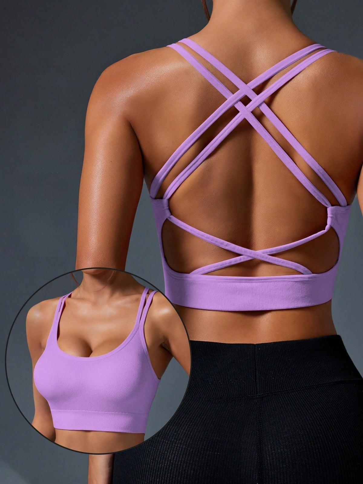 Top Fitness Com Sustentação Média E Alças Cruzadas