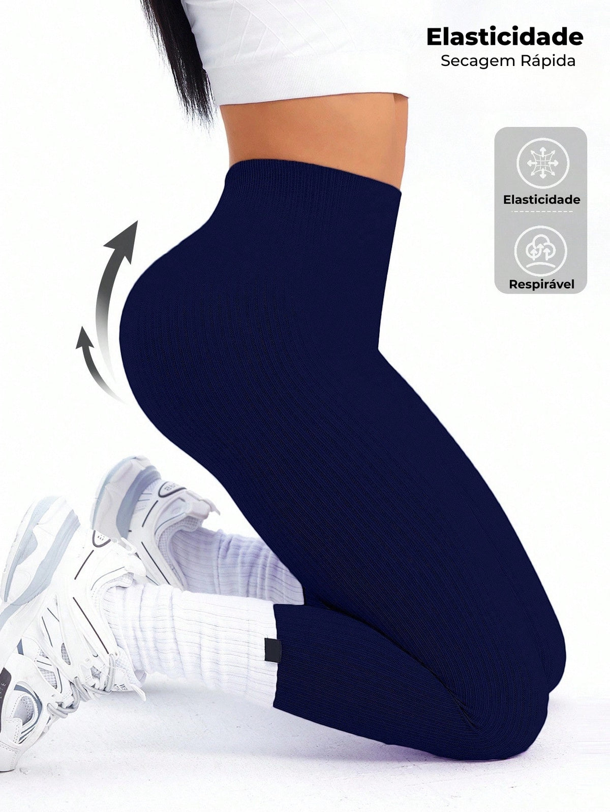 Legging Sem Costura Cintura Alta Respirável Fitness