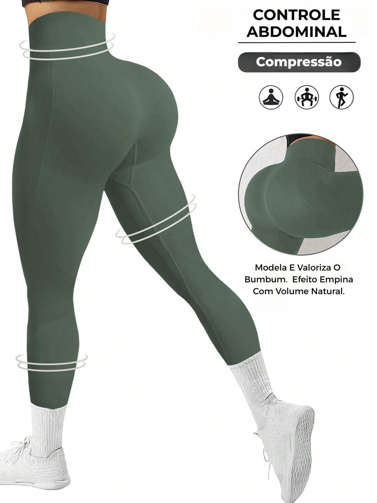 Legging Sem Costura Cintura Alta Compressão Fitness