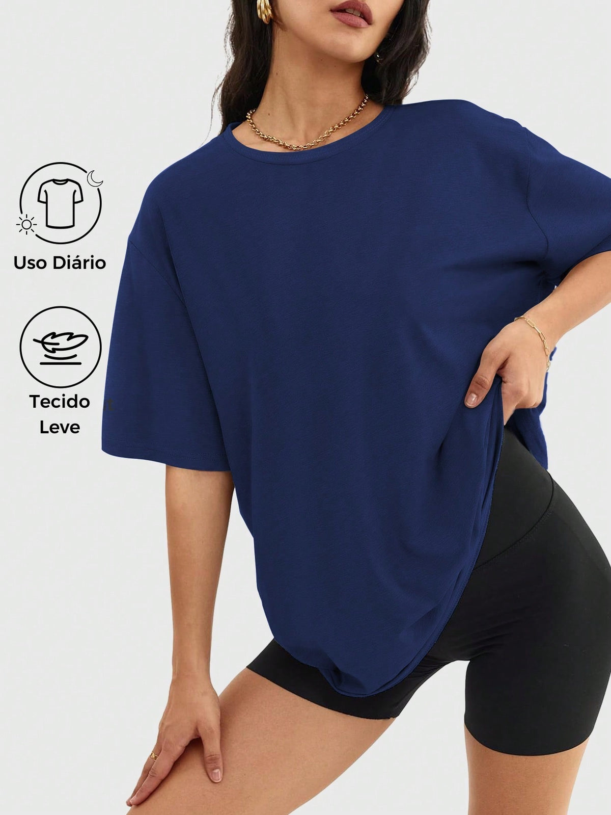 Camisa Fitness Oversized Tecido Leve Estilo Minimalista