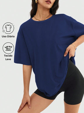 Camisa Fitness Oversized Tecido Leve Estilo Minimalista