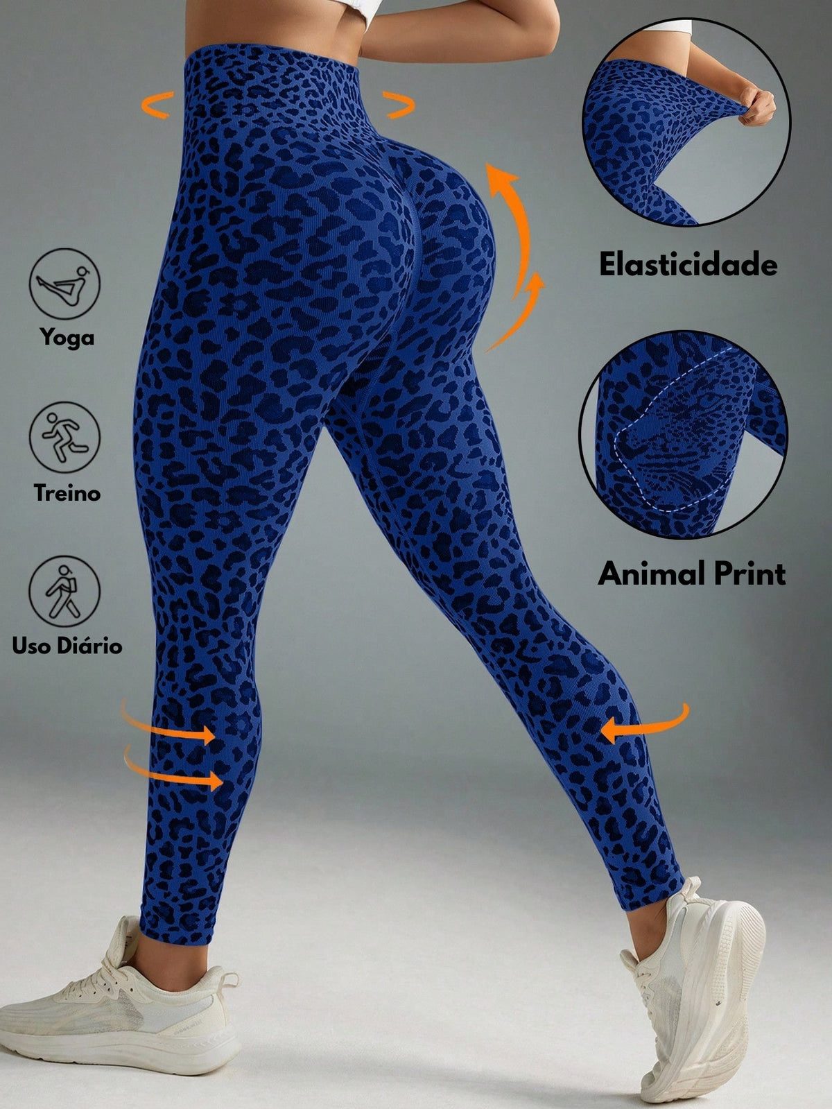 Legging Sem Costura Cintura Alta Animal Print Fitness