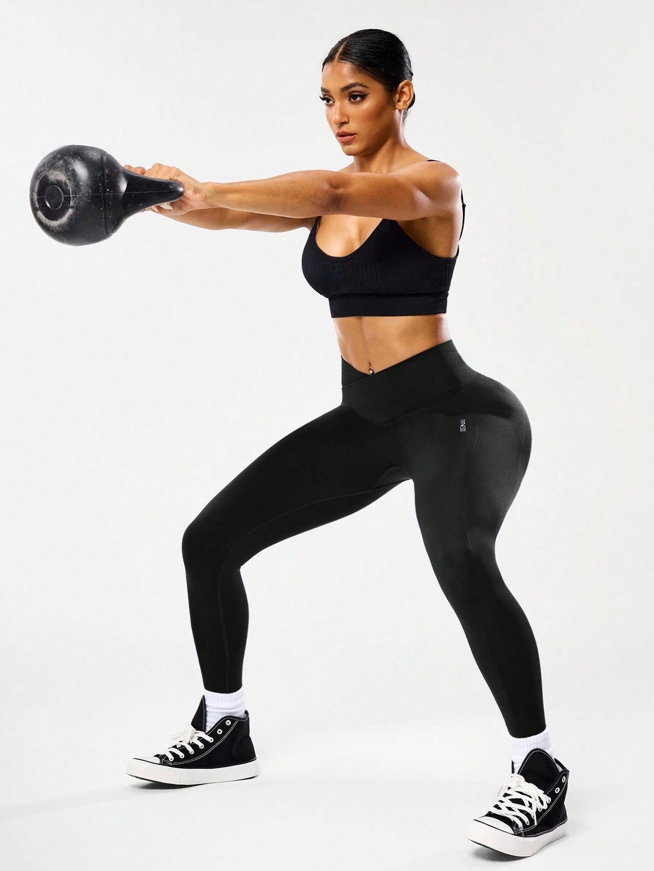 Legging Sem Costura Cintura Alta Com Cós V Modeladora