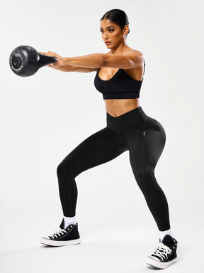 Legging Sem Costura Cintura Alta Com Cós V Modeladora