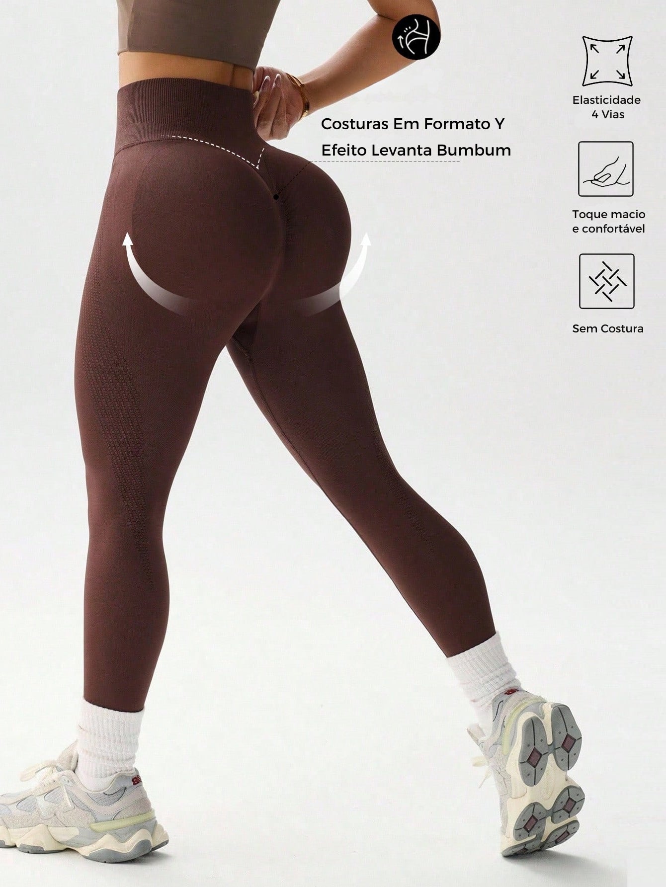 Legging Sem Costura Cintura Alta Efeito Butt Lift