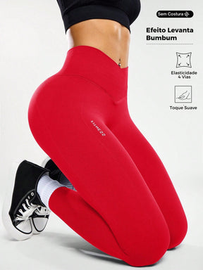 Legging Sem Costura Cintura Alta Com Cós V Modeladora