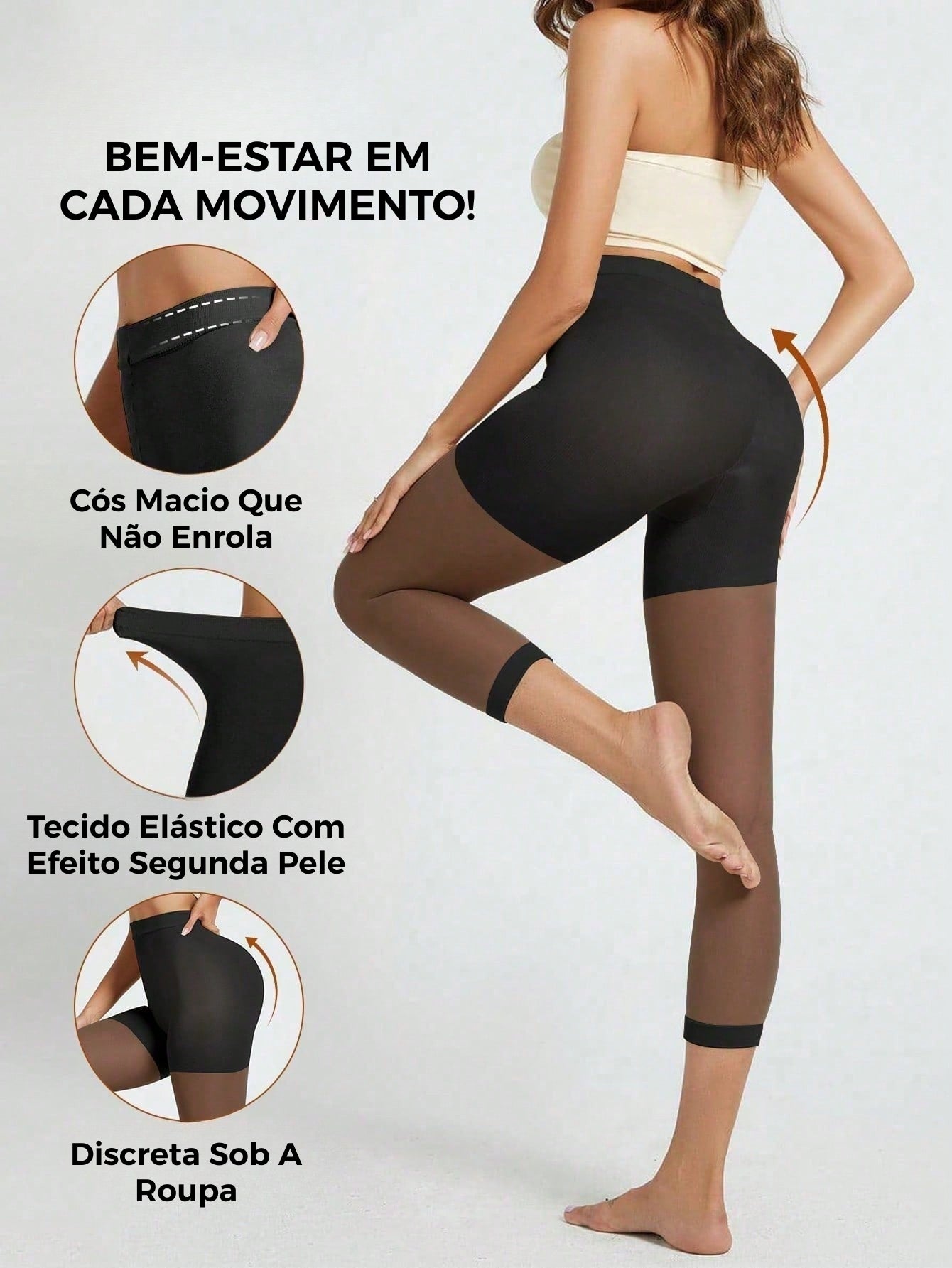 Legging Shapewear Cintura Alta Com Painéis Transparentes