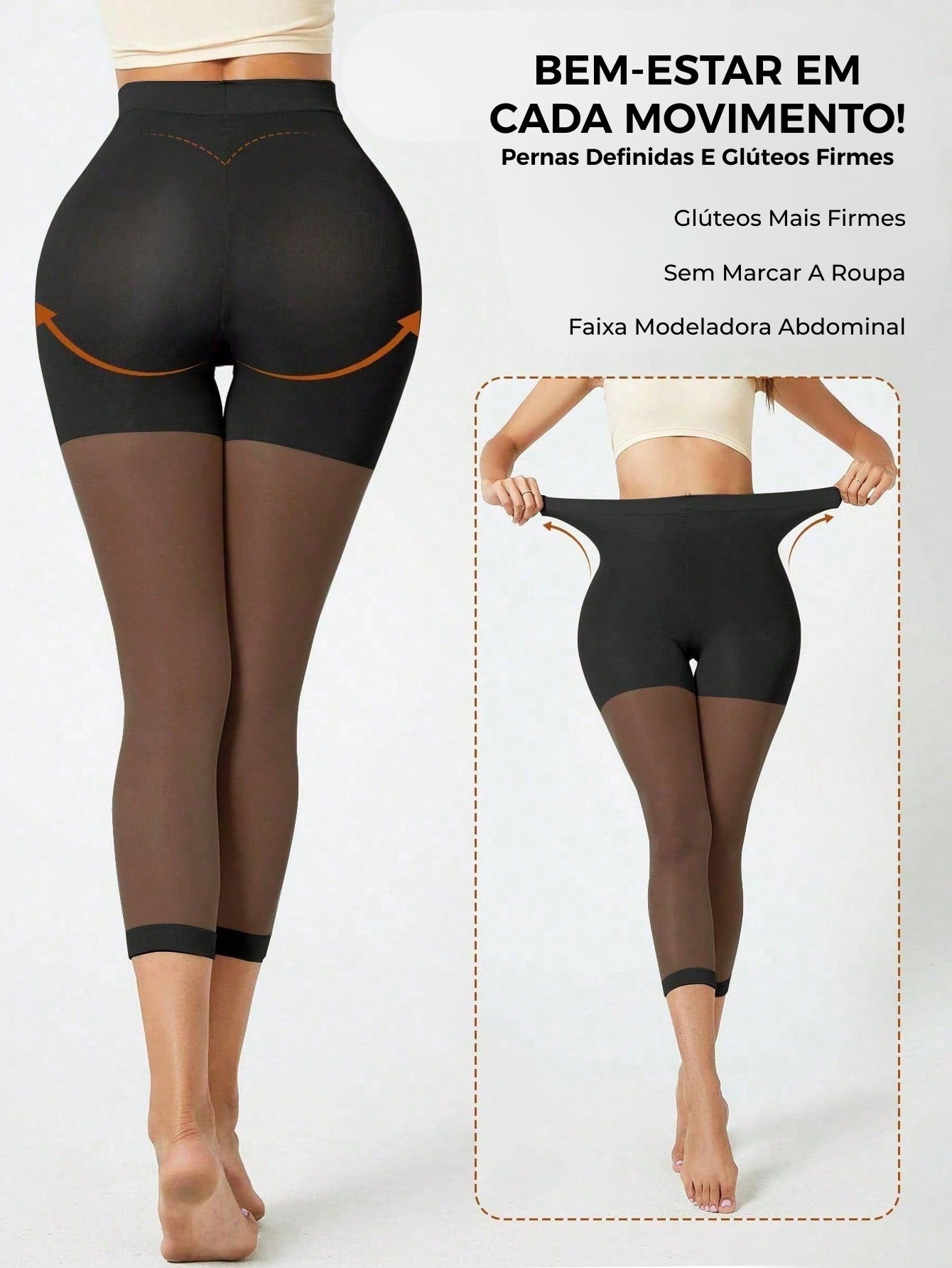 Legging Shapewear Cintura Alta Com Painéis Transparentes