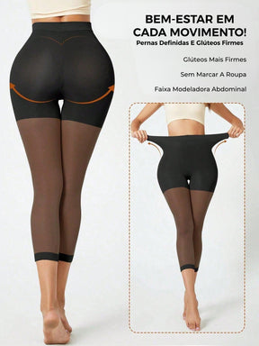 Legging Shapewear Cintura Alta Com Painéis Transparentes