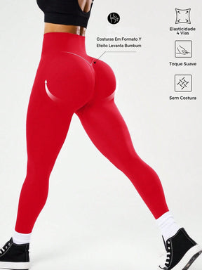 Legging Sem Costura Cintura Alta Com Cós V Modeladora