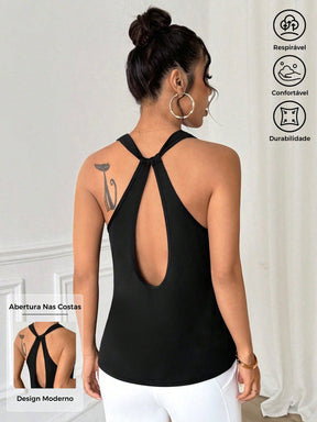 Regata Fitness Com Decote Traseiro Alongado Estilo Treino